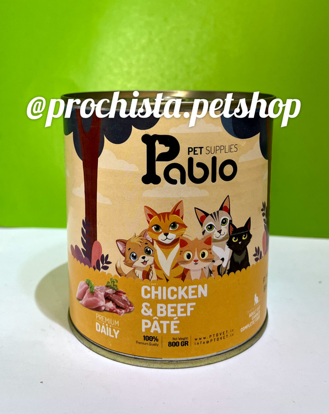 کنسرو ۸۰۰ گرمی پابلو گربه طعم مرغ و گوشت